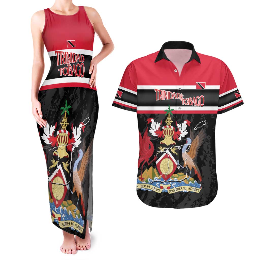 Trinidad and Tobago Couples Matching Tank Maxi Dress and Hawaiian Shirt Together We Aspire Together We Achieve