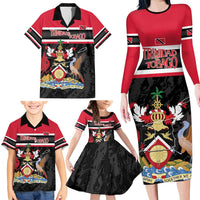 Trinidad and Tobago Family Matching Long Sleeve Bodycon Dress and Hawaiian Shirt Together We Aspire Together We Achieve