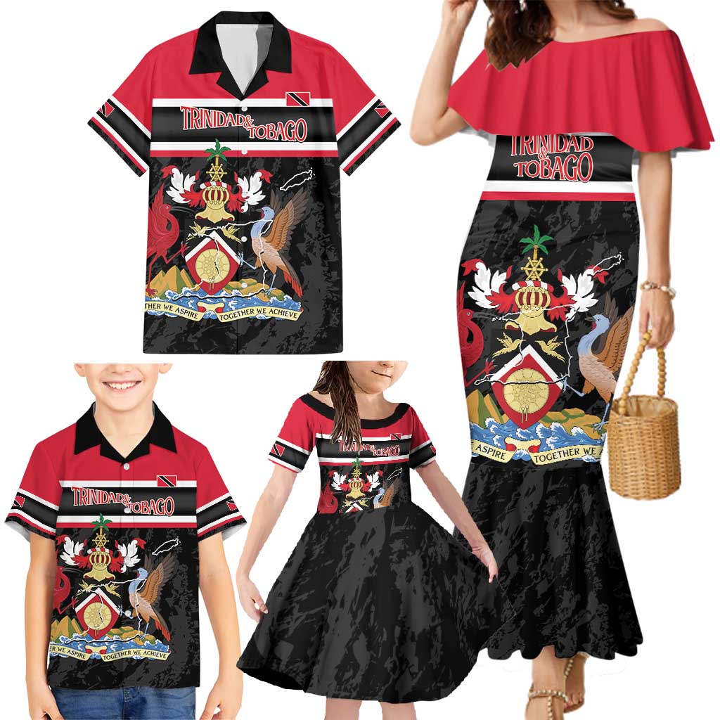 Trinidad and Tobago Family Matching Mermaid Dress and Hawaiian Shirt Together We Aspire Together We Achieve