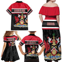 Trinidad and Tobago Family Matching Off Shoulder Maxi Dress and Hawaiian Shirt Together We Aspire Together We Achieve