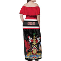 Trinidad and Tobago Family Matching Off Shoulder Maxi Dress and Hawaiian Shirt Together We Aspire Together We Achieve