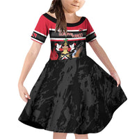 Trinidad and Tobago Family Matching Off Shoulder Short Dress and Hawaiian Shirt Together We Aspire Together We Achieve