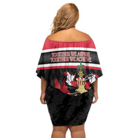 Trinidad and Tobago Family Matching Off Shoulder Short Dress and Hawaiian Shirt Together We Aspire Together We Achieve