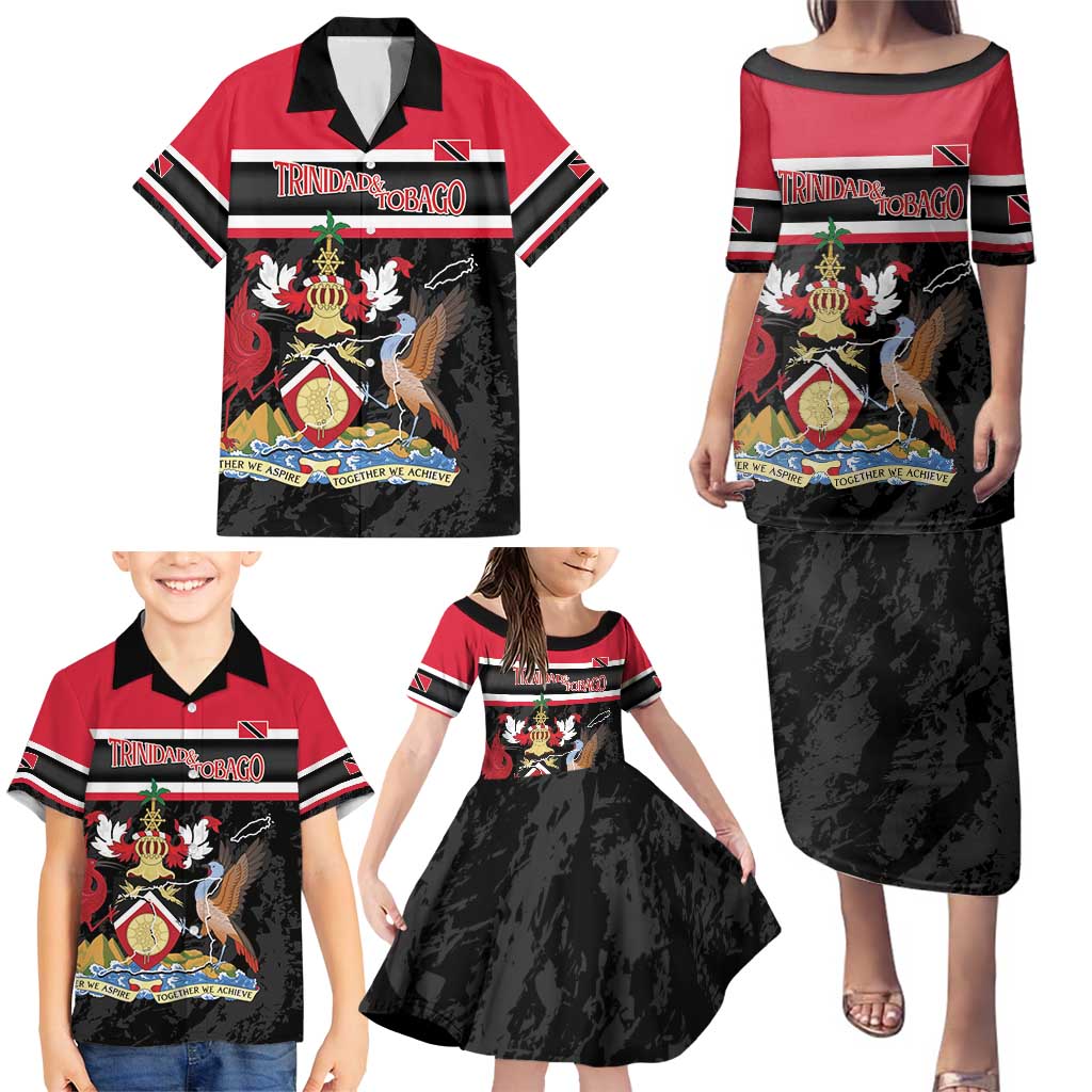 Trinidad and Tobago Family Matching Puletasi and Hawaiian Shirt Together We Aspire Together We Achieve