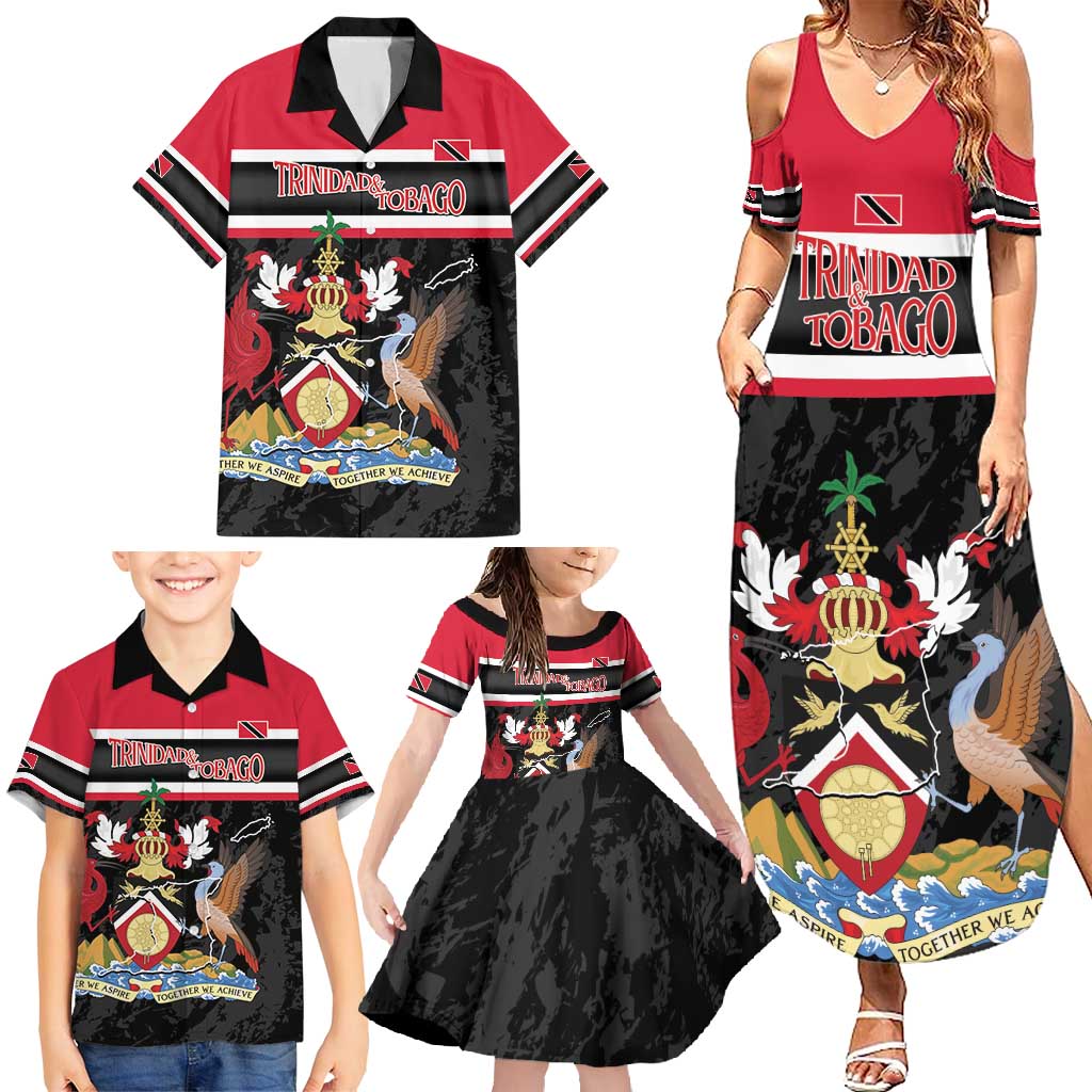 Trinidad and Tobago Family Matching Summer Maxi Dress and Hawaiian Shirt Together We Aspire Together We Achieve