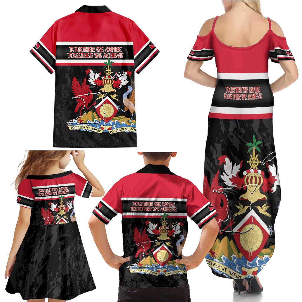 Trinidad and Tobago Family Matching Summer Maxi Dress and Hawaiian Shirt Together We Aspire Together We Achieve