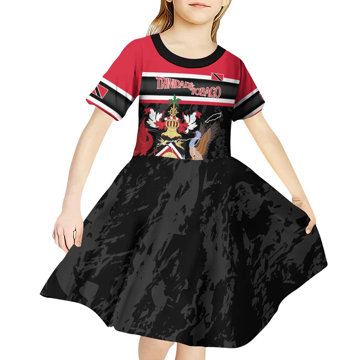 Trinidad and Tobago Kid Short Sleeve Dress Together We Aspire Together We Achieve