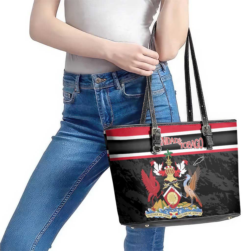 Trinidad and Tobago Leather Tote Bag Together We Aspire Together We Achieve
