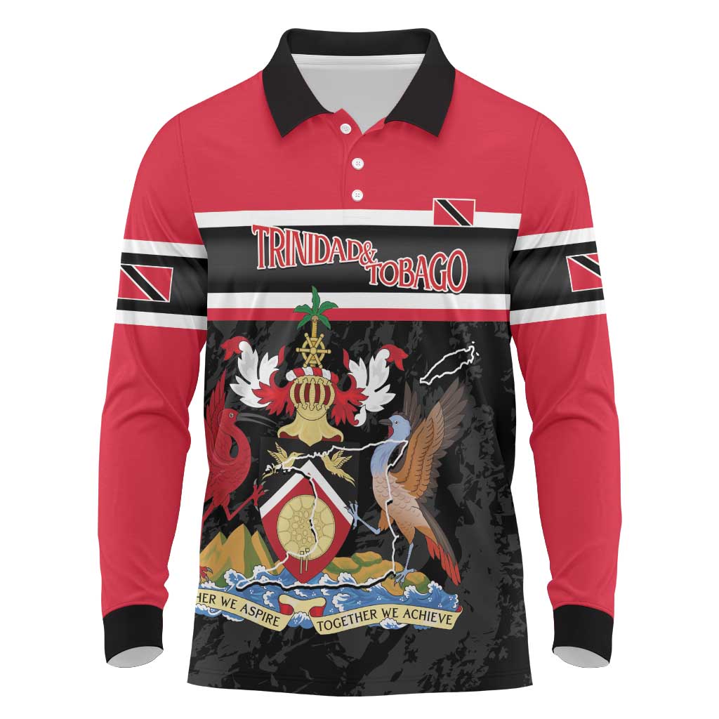 Trinidad and Tobago Long Sleeve Polo Shirt Together We Aspire Together We Achieve