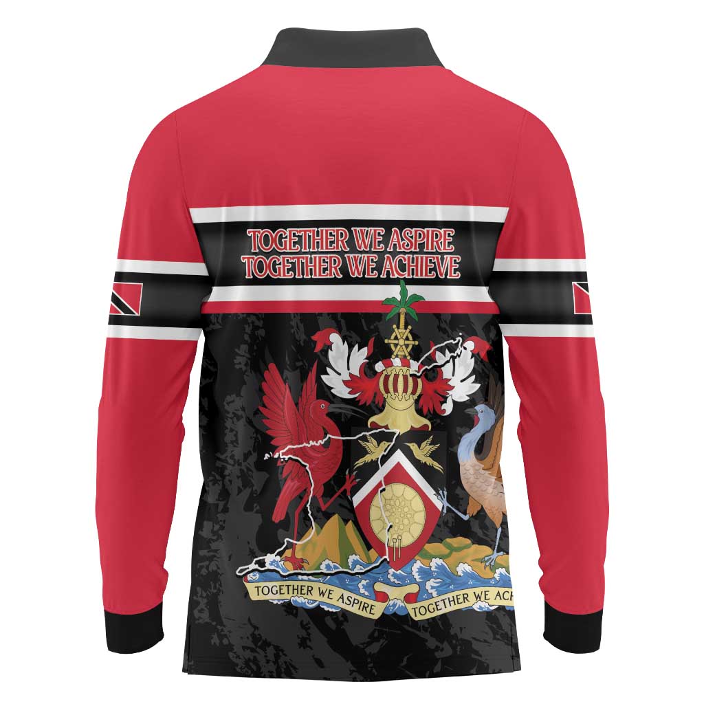 Trinidad and Tobago Long Sleeve Polo Shirt Together We Aspire Together We Achieve
