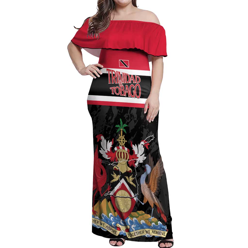 Trinidad and Tobago Off Shoulder Maxi Dress Together We Aspire Together We Achieve
