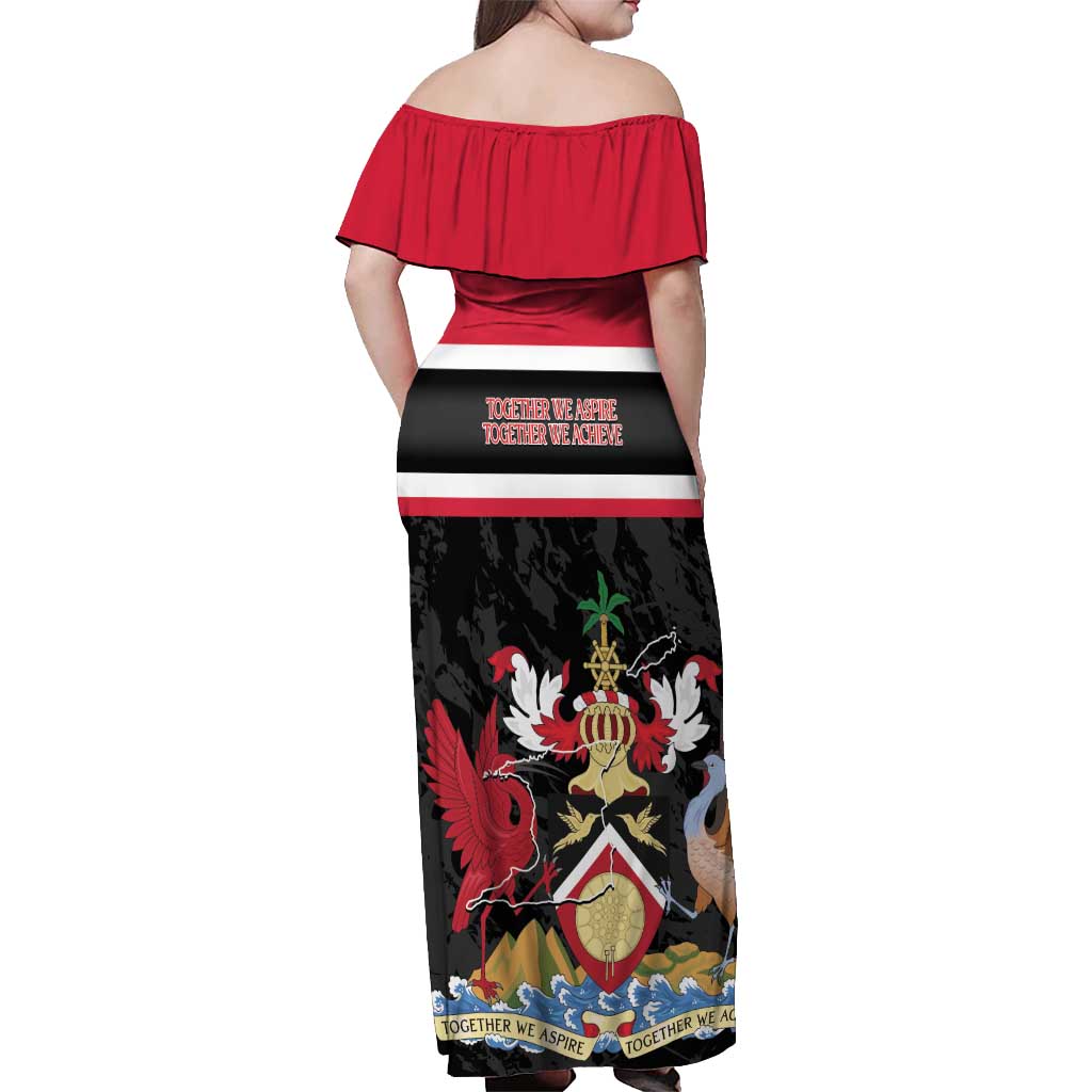 Trinidad and Tobago Off Shoulder Maxi Dress Together We Aspire Together We Achieve