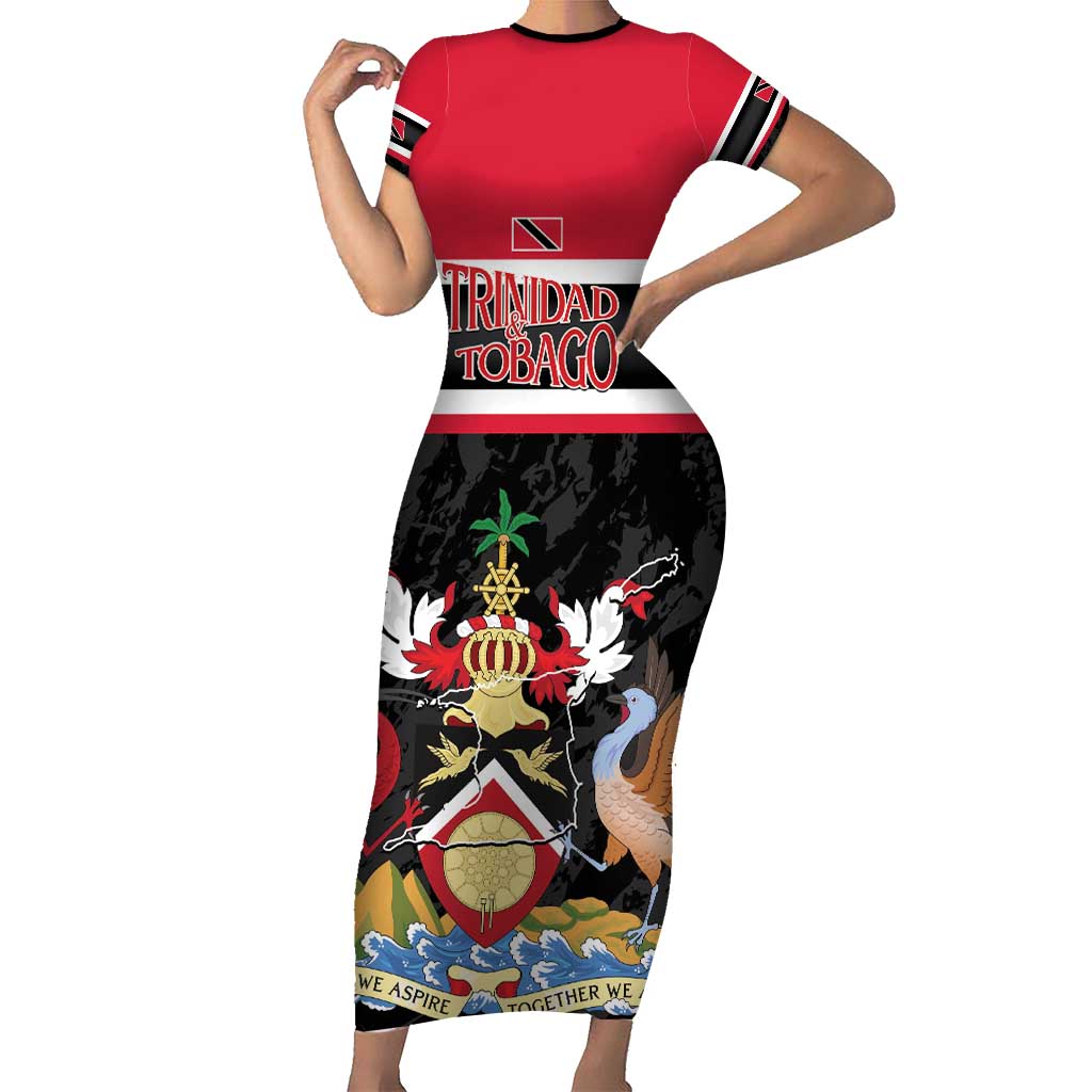 Trinidad and Tobago Short Sleeve Bodycon Dress Together We Aspire Together We Achieve