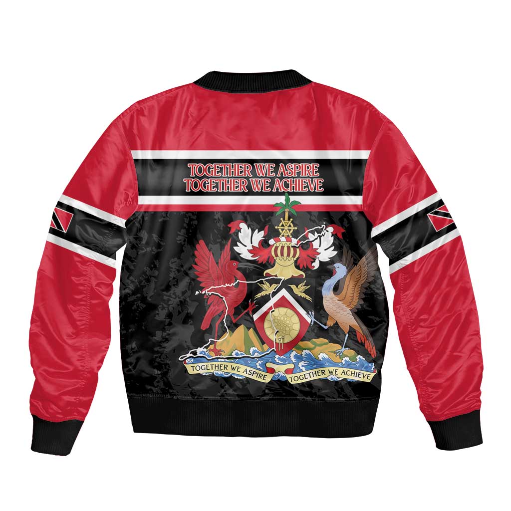Trinidad and Tobago Sleeve Zip Bomber Jacket Together We Aspire Together We Achieve