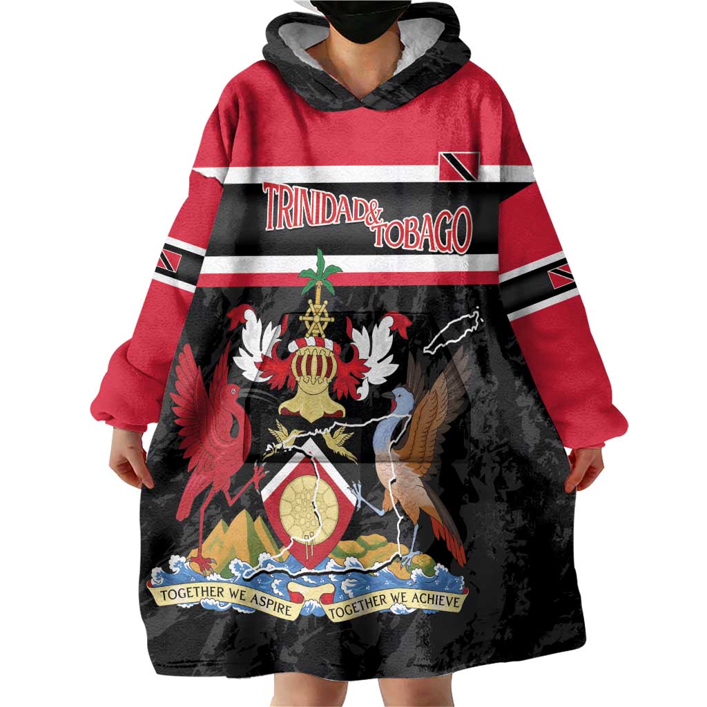 Trinidad and Tobago Wearable Blanket Hoodie Together We Aspire Together We Achieve