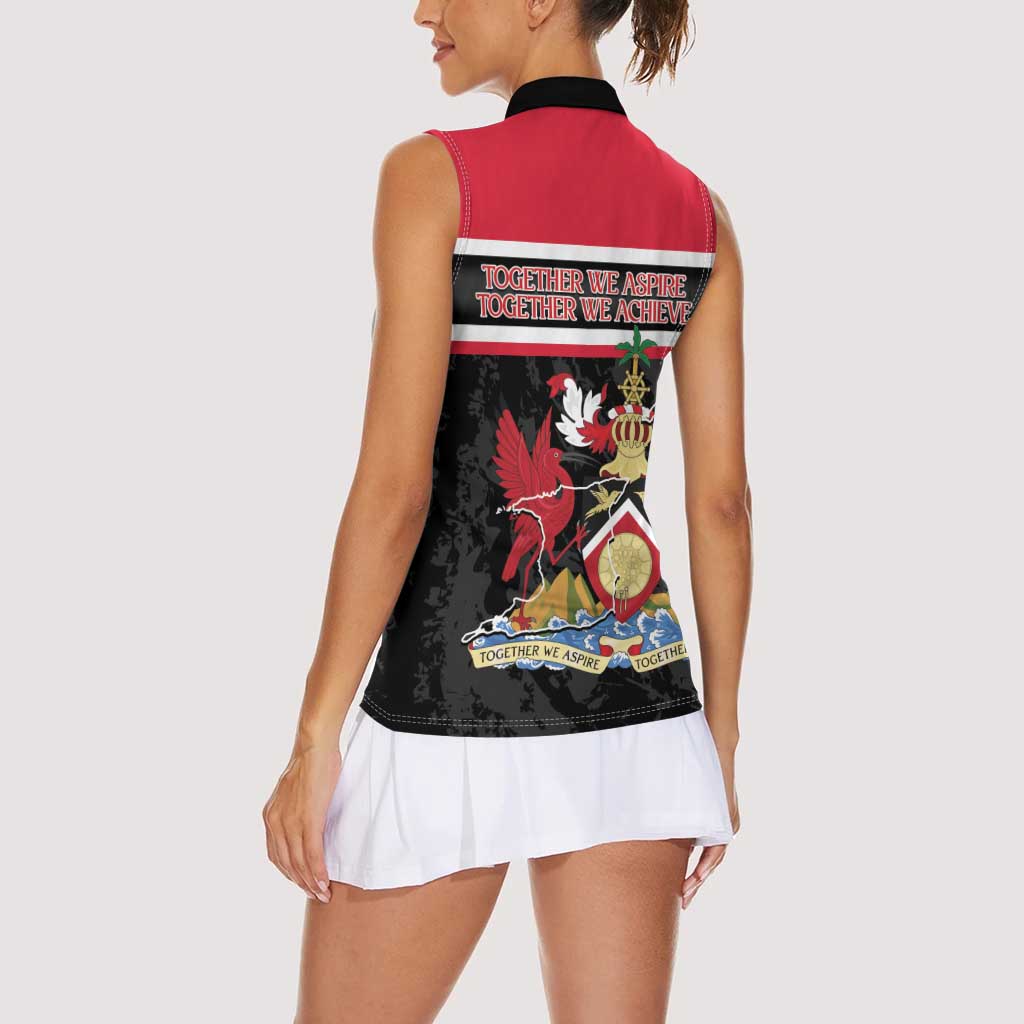 Trinidad and Tobago Women Sleeveless Polo Shirt Together We Aspire Together We Achieve