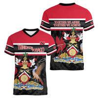 Trinidad and Tobago Women V-Neck T-Shirt Together We Aspire Together We Achieve