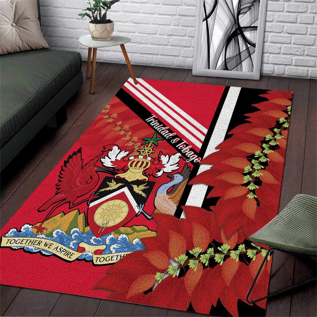 Trinidad and Tobago Area Rug Coat Of Arms With Chaconia Flower