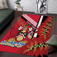 Trinidad and Tobago Area Rug Coat Of Arms With Chaconia Flower
