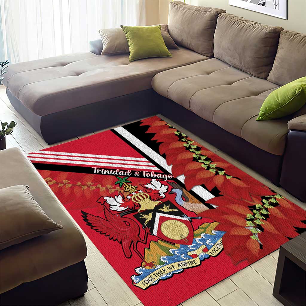 Trinidad and Tobago Area Rug Coat Of Arms With Chaconia Flower