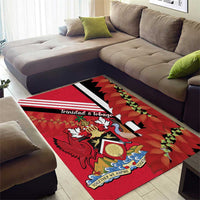 Trinidad and Tobago Area Rug Coat Of Arms With Chaconia Flower