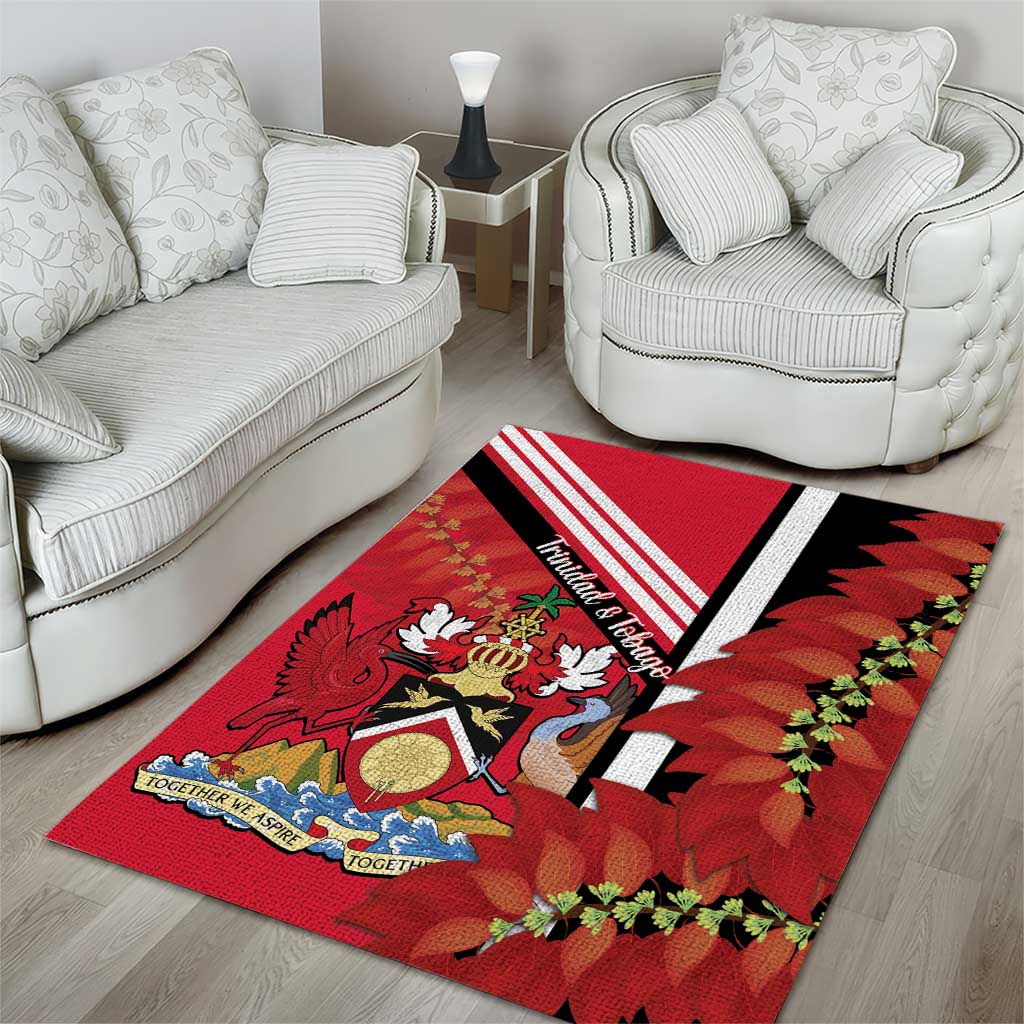 Trinidad and Tobago Area Rug Coat Of Arms With Chaconia Flower