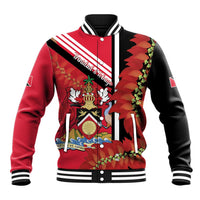 Trinidad and Tobago Baseball Jacket Coat Of Arms With Chaconia Flower