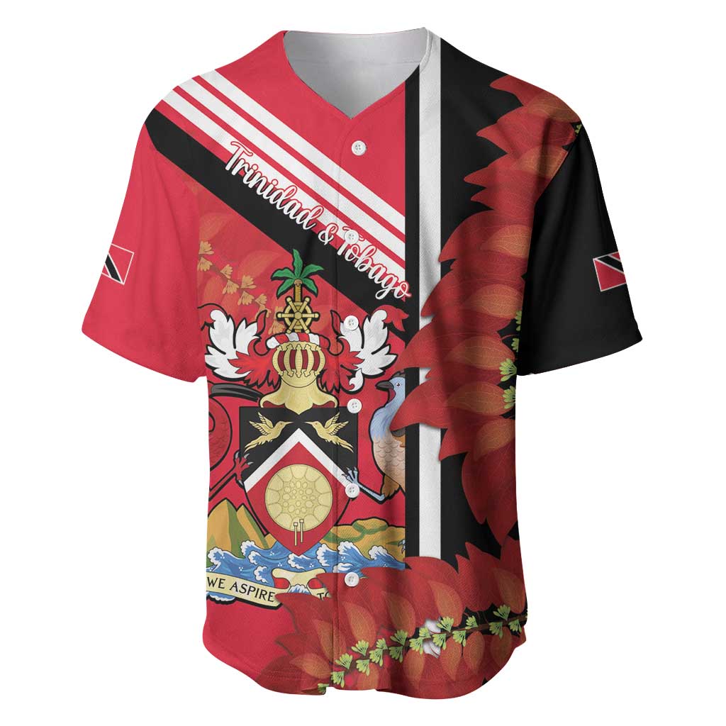 Trinidad and Tobago Baseball Jersey Coat Of Arms With Chaconia Flower