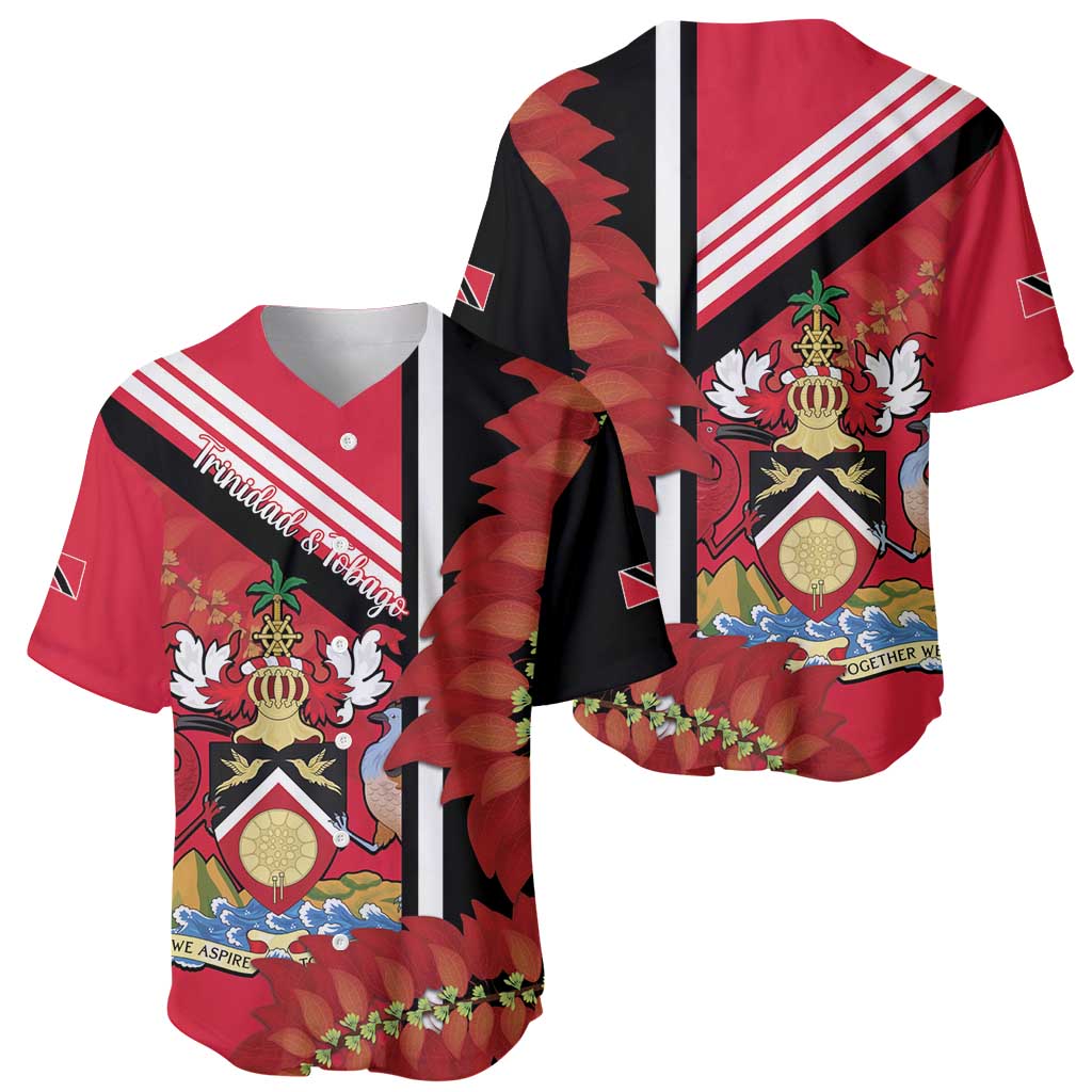 Trinidad and Tobago Baseball Jersey Coat Of Arms With Chaconia Flower