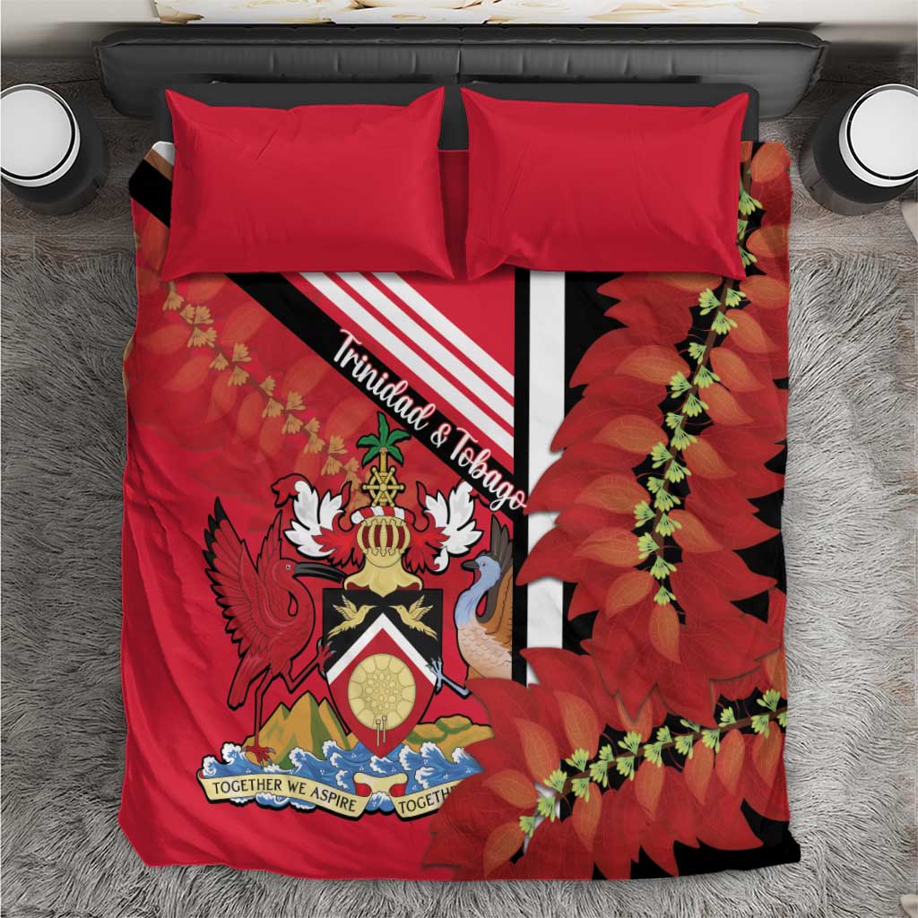 Trinidad and Tobago Bedding Set Coat Of Arms With Chaconia Flower