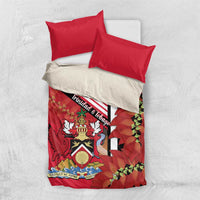 Trinidad and Tobago Bedding Set Coat Of Arms With Chaconia Flower