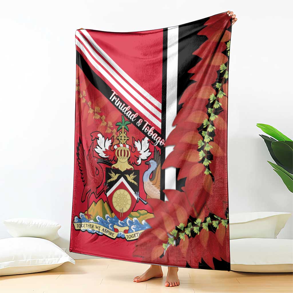 Trinidad and Tobago Blanket Coat Of Arms With Chaconia Flower
