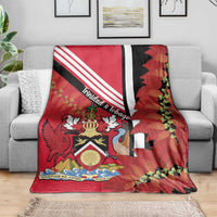 Trinidad and Tobago Blanket Coat Of Arms With Chaconia Flower