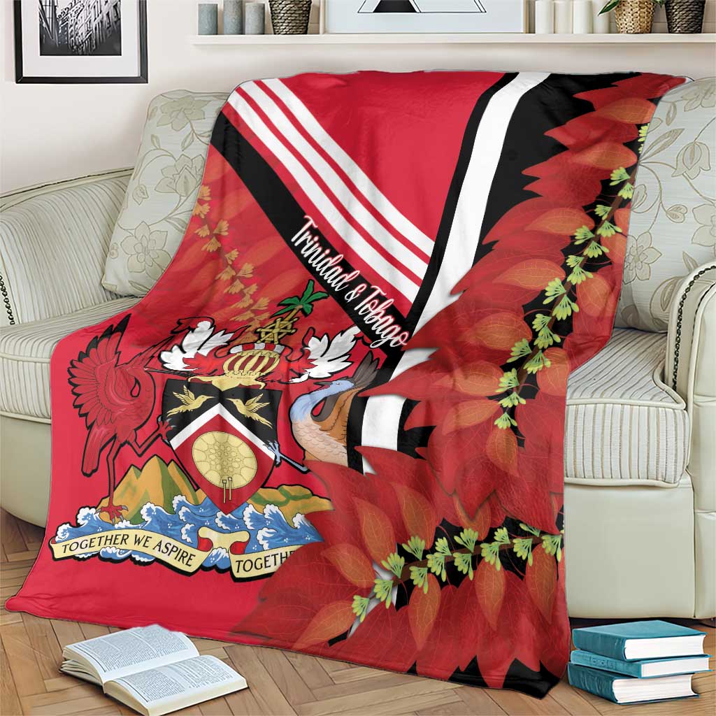 Trinidad and Tobago Blanket Coat Of Arms With Chaconia Flower