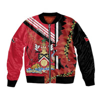 Trinidad and Tobago Bomber Jacket Coat Of Arms With Chaconia Flower