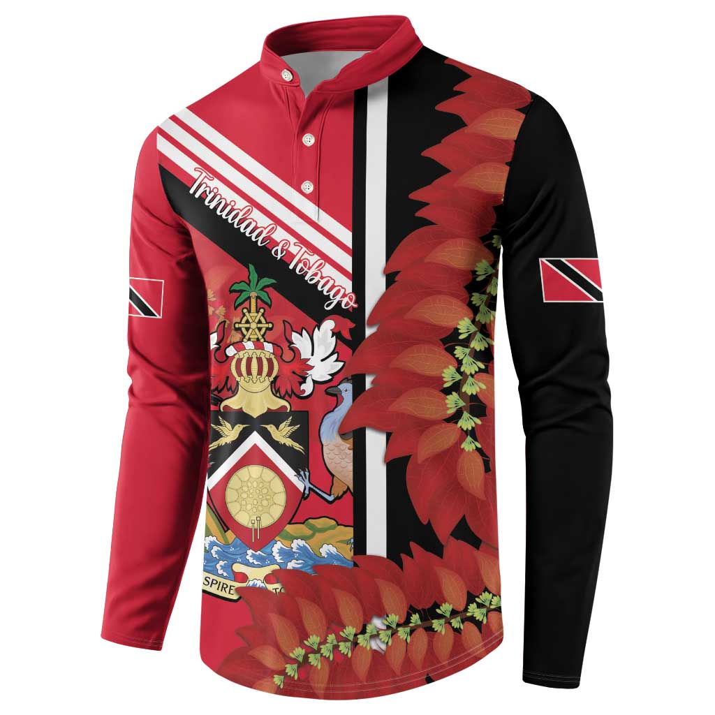 Trinidad and Tobago Button Sweatshirt Coat Of Arms With Chaconia Flower