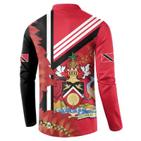 Trinidad and Tobago Button Sweatshirt Coat Of Arms With Chaconia Flower