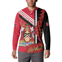 Trinidad and Tobago Button Sweatshirt Coat Of Arms With Chaconia Flower
