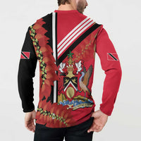 Trinidad and Tobago Button Sweatshirt Coat Of Arms With Chaconia Flower