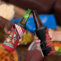 Trinidad and Tobago 4 in 1 Can Cooler Tumbler Coat Of Arms With Chaconia Flower