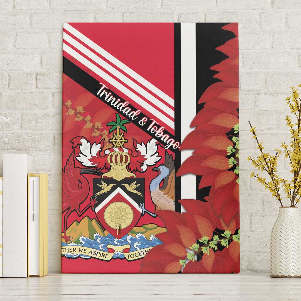 Trinidad and Tobago Canvas Wall Art Coat Of Arms With Chaconia Flower