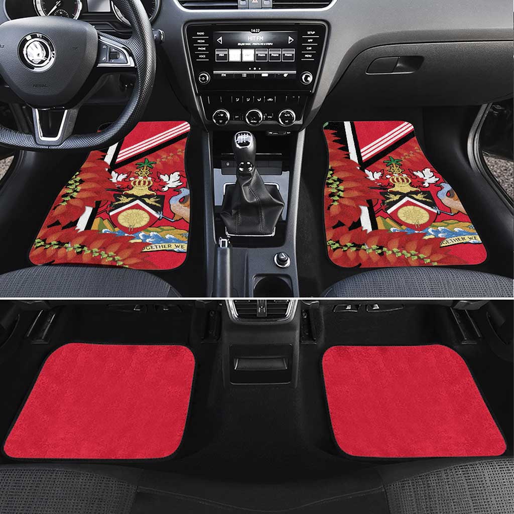 Trinidad and Tobago Car Mats Coat Of Arms With Chaconia Flower