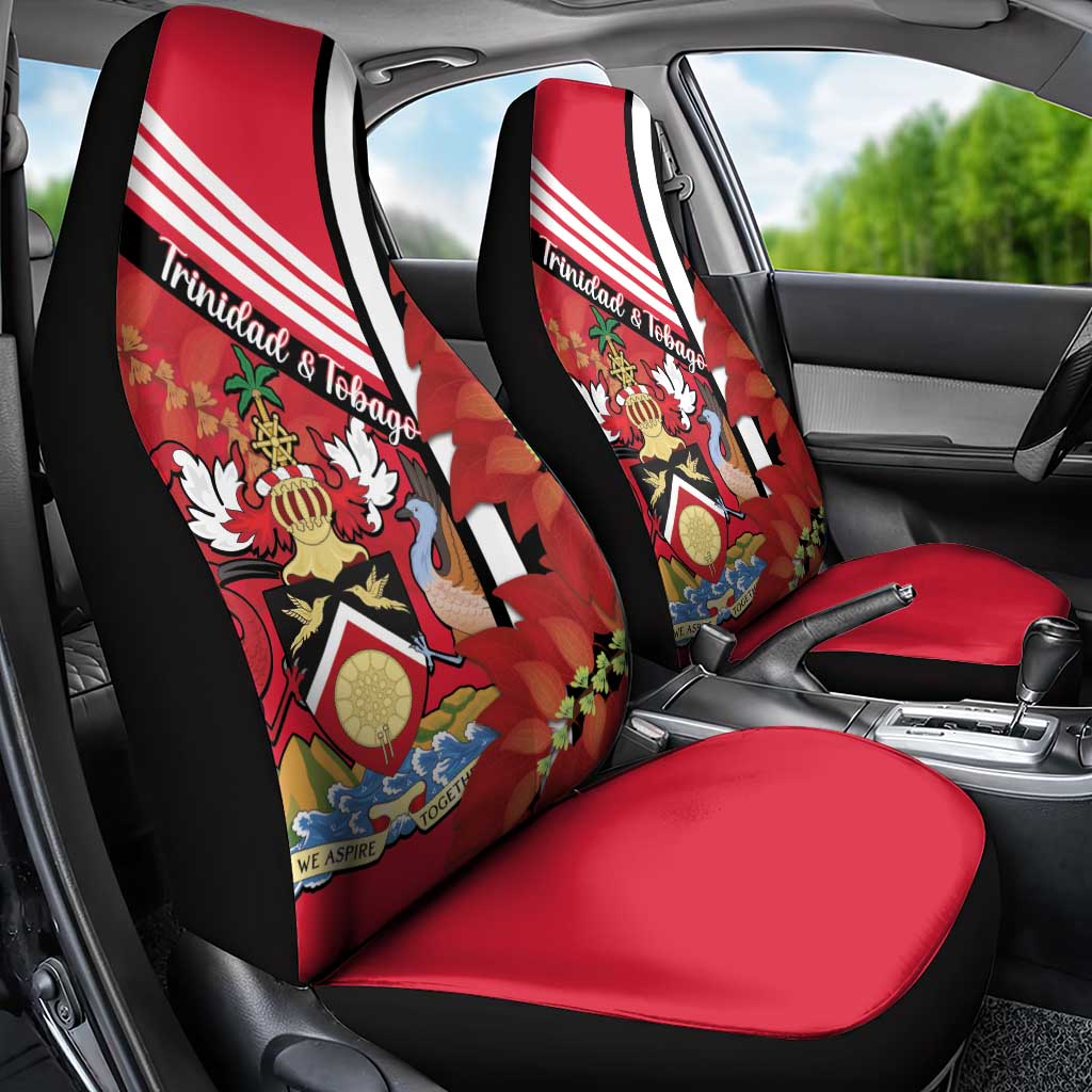 Trinidad and Tobago Car Seat Cover Coat Of Arms With Chaconia Flower