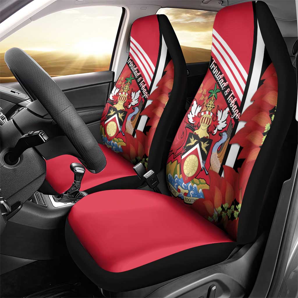 Trinidad and Tobago Car Seat Cover Coat Of Arms With Chaconia Flower