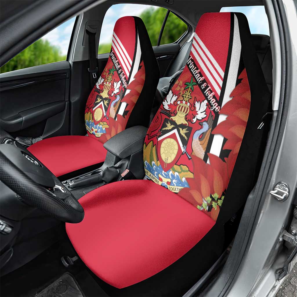 Trinidad and Tobago Car Seat Cover Coat Of Arms With Chaconia Flower