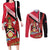 Trinidad and Tobago Couples Matching Long Sleeve Bodycon Dress and Long Sleeve Button Shirt Coat Of Arms With Chaconia Flower