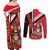 Trinidad and Tobago Couples Matching Off Shoulder Maxi Dress and Long Sleeve Button Shirt Coat Of Arms With Chaconia Flower
