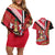 Trinidad and Tobago Couples Matching Off Shoulder Short Dress and Hawaiian Shirt Coat Of Arms With Chaconia Flower