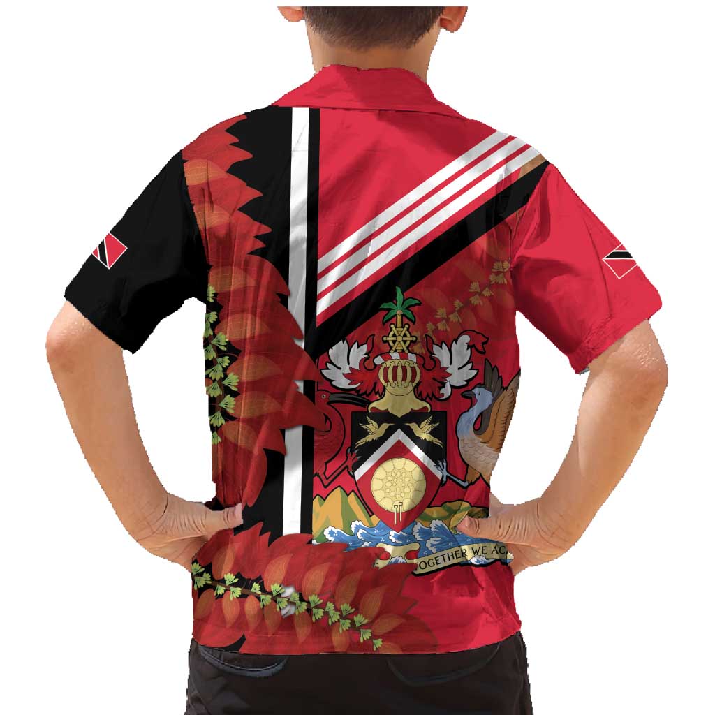 Trinidad and Tobago Family Matching Mermaid Dress and Hawaiian Shirt Coat Of Arms With Chaconia Flower