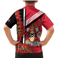 Trinidad and Tobago Family Matching Mermaid Dress and Hawaiian Shirt Coat Of Arms With Chaconia Flower